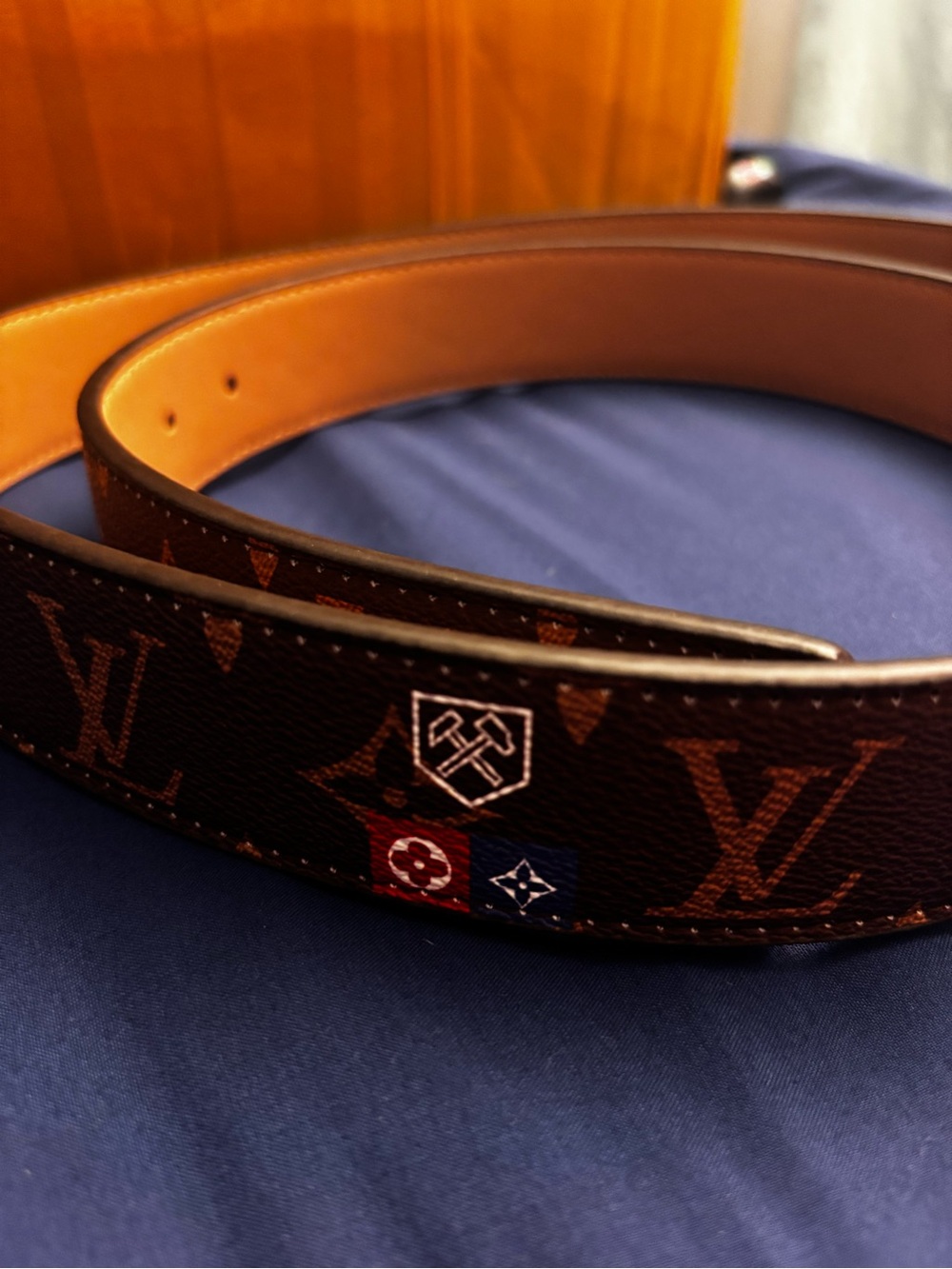Brand New (I have a Dream ) Brown Monogram Belt with Yellow Patch and LV Buckle - Picture 6 of 7